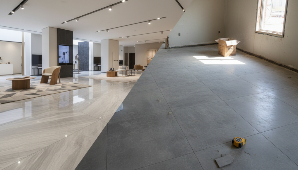 Vì Sao Sàn Đẹp Trong Showroom Nhưng Lót Xong Lại Khác? [Giải Đáp]