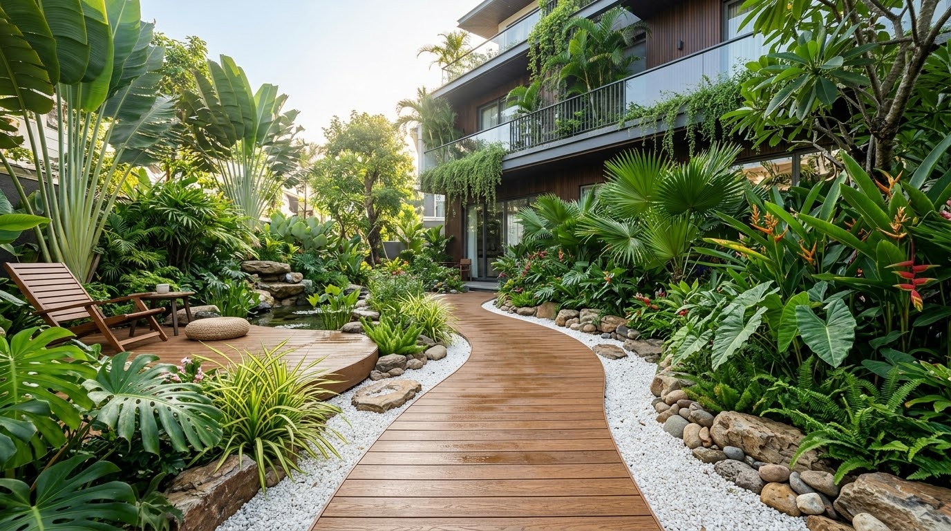 Lối đi sân vườn lót sàn gỗ ngoài trời AWOOD tại Phường Tân Hưng