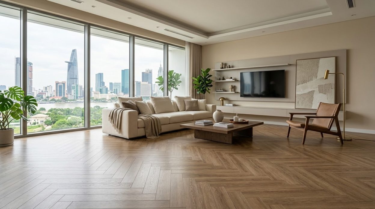 àn Gỗ Dream Classy HDF cốt xanh lát xương cá cao cấp